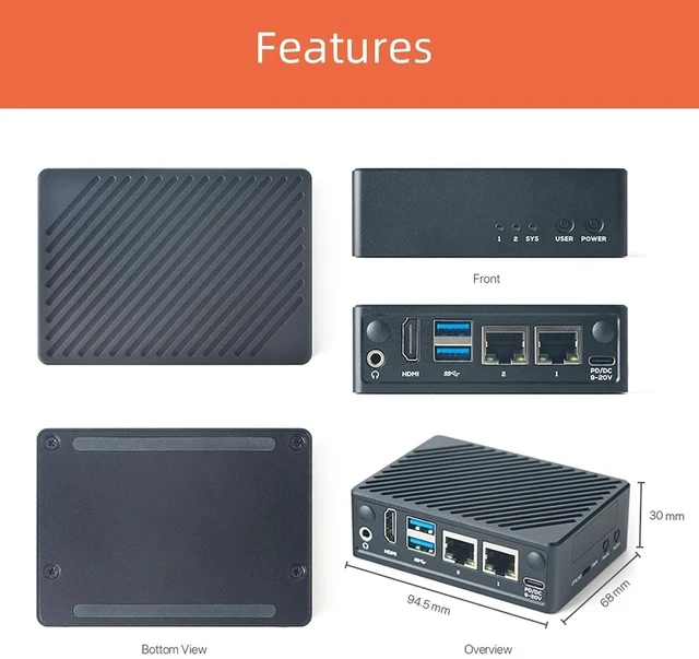 Alt view image 4 of 4 - NanoPi M5 - RK3576 SOC, Dual Gigabit Ethernet, 4/8/16GB RAM, UFS, AI Deployment, M.2 SDIO WiFi, 4K@60Hz, OpenMediaVault (LPDDR5 8GB RAM,Only Motherboard)