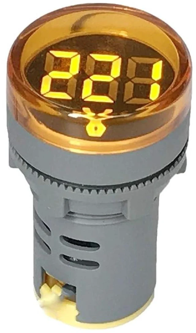 Alt view image 3 of 6 - 80-500V AC Digital Voltmeter 110V 220V 380V Red Green Yellow Blue White LCD Digital Display Small Round Head (Pack of 2) (Yellow)
