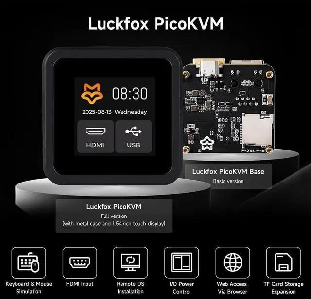Alt view image 7 of 7 - Luckfox PicoKVM Lightweight IP KVM Remote Management Tool, Supports 1920 × 1080@60fps HDMI Video Input and HID Signal Output for Device Control (Basic Kit,2 Pieces)