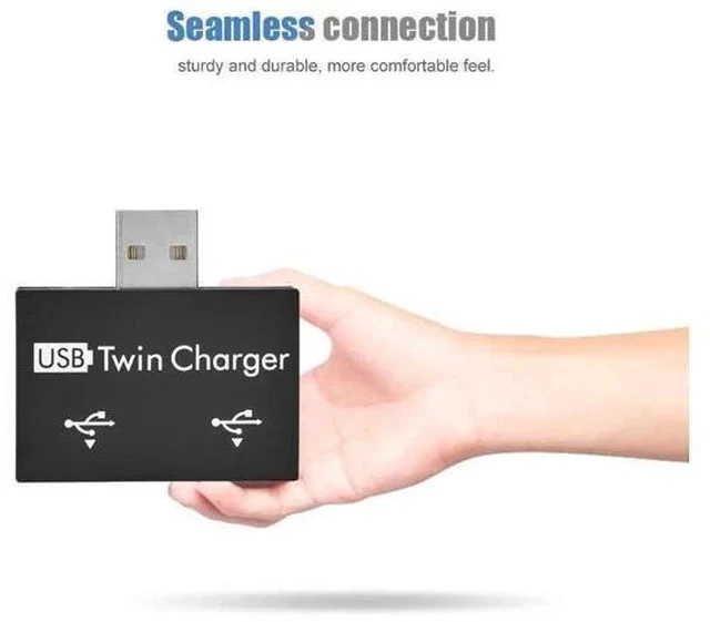 Alt view image 4 of 7 - Black Mini USB 2.0 Splitter Hub, Male to Dual 2-Port USB Charging Adapter Converter, Portable Twin USB Port Expander for Phones, Laptops and Power Banks