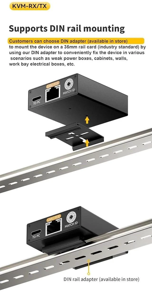 Alt view image 7 of 7 - HD-MI KVM Extender Over Cat5e/Cat6, 1 Transmitter to Multiple Receivers, USB Keyboard Mouse Control, IR Remote, 150m Transmission Distance,Support HDMI 1.4b HDCP 1.4 (KVM-RX+TX)