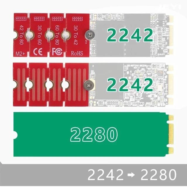 Alt view image 5 of 7 - NGFF NVME M2 M2PLUS 2230 to 2280 Adapter Card 2230, 2242, 2260, 2280 Extended Transfer Long Size Change for M.2 U.2 M3 M.3 SSD (1Piece)