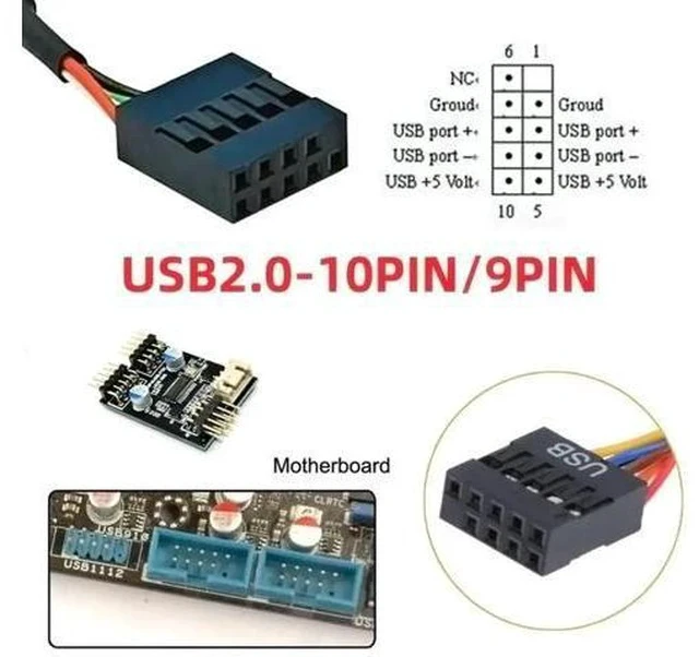 Alt view image 2 of 7 - 0.49FT TypeE KeyA Female to USB2.0 9Pin Male Mainboard Front Panel Conversion Extension Cable