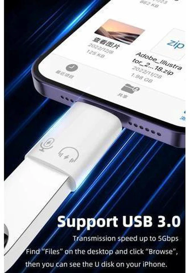 Alt view image 4 of 7 - 2 Pack USB-C to USB 3.0 OTG Adapter, Plug-and-Play Converter for iPhone 15/16 Series & iPad, Supports Flash Drive, Card Reader, Keyboard, Mouse, Lavalier Mic & Digital Headphones