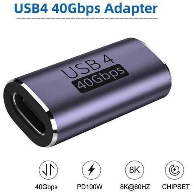 Alt view image 2 of 6 - USB4 Type-C Female to Female Coupler Extender Adapter, 40Gbps Data Transfer, 100W PD Fast Charging, 8K@60Hz Video Pass-Through, Compatible with USB4 / Thunderbolt 3/4 Devices