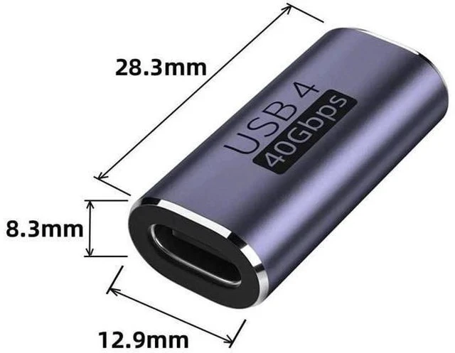 Alt view image 4 of 6 - USB4 Type-C Female to Female Coupler Extender Adapter, 40Gbps Data Transfer, 100W PD Fast Charging, 8K@60Hz Video Pass-Through, Compatible with USB4 / Thunderbolt 3/4 Devices
