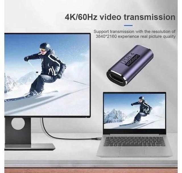 Alt view image 6 of 6 - USB4 Type-C Female to Female Coupler Extender Adapter, 40Gbps Data Transfer, 100W PD Fast Charging, 8K@60Hz Video Pass-Through, Compatible with USB4 / Thunderbolt 3/4 Devices