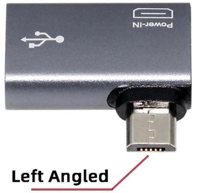 Alt view image 2 of 7 - 2 in 1 Micro USB OTG Power Adapter, 90 Degree Left Angled Micro USB Male to USB 2.0 Female Connector, 480Mbps Data Transfer & 5V 2A Power Supply for Android Phones, Tablets, Fire Stick
