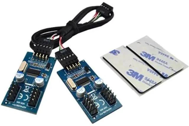 Main image of 11.81 Inch 9-Pin USB 2.0 Internal Header Splitter Cable, 1 Male to 4 Male USB 9Pin Front Panel Header Extension Adapter, Desktop Motherboard USB Port Multiplier Hub