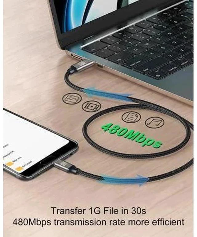 Alt view image 7 of 7 - 2M/6.6FT Nylon Braided USB-C to USB-C Cable | PD3.1 240W(48V 5A) Super Fast Charging Cord Compatible with MacBook Pro, iPad Pro, Galaxy S22/A10 & All USB-C Devices