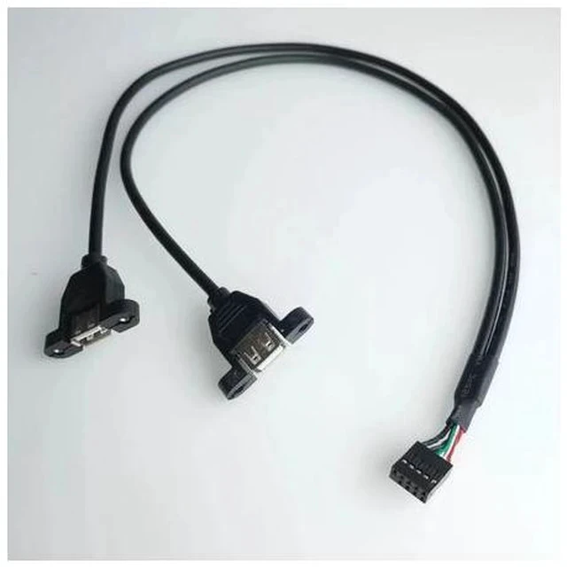 Alt view image 6 of 6 - 50cm Motherboard USB 2.0 9 Pin Header to Dual USB Type A Female Adapter Cable, Internal Front Panel USB Expansion Cord with Screw Mount Holes, 480Mbps High Speed for Desktop PC Chassis Modding 50cm