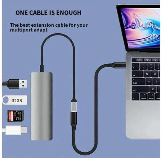 Alt view image 3 of 7 - 3.3FT USB-C Extension Cable, USB 3.2 Gen 2x2 20Gbps Male to Female Cord, 5A PD 240W Fast Charging & 4K@60Hz Video Cable for MacBook, iPad Pro, iPhone 15/16, SSD, Switch - Black