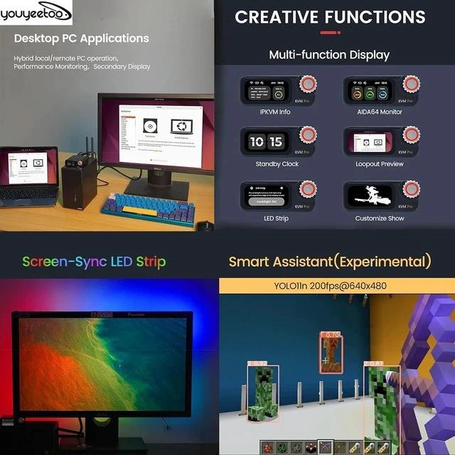 Alt view image 4 of 7 - Sipeed NanoKVM Pro - 4K IP KVM, Remote Server Management, ATX Power Control, USB Keyboard/Mouse Emulator, 32GB eMMC, WiFi6, Power Control, Batch Management (Desk,with WiFi,No LED)