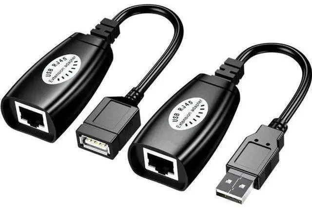 Main image of USB 2.0 to RJ45 Cat5 Extender Adapter, USB Over Cat5e/Cat6 LAN Cable Extension Kit, 480Mbps USB Signal Extender Transmitter & Receiver for Printer, Webcam, Keyboard, Mouse