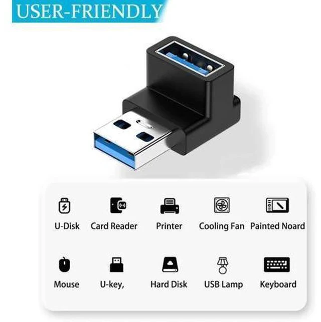 Alt view image 3 of 7 - 4 Pack 90 Degree Right Angle USB 3.0/3.1 A Male to Female Adapter, Up & Down Elbow 10Gbps Data Transfer 3A Fast Charging Connector for PC, Desktop, Laptop, USB Hub & USB Charger
