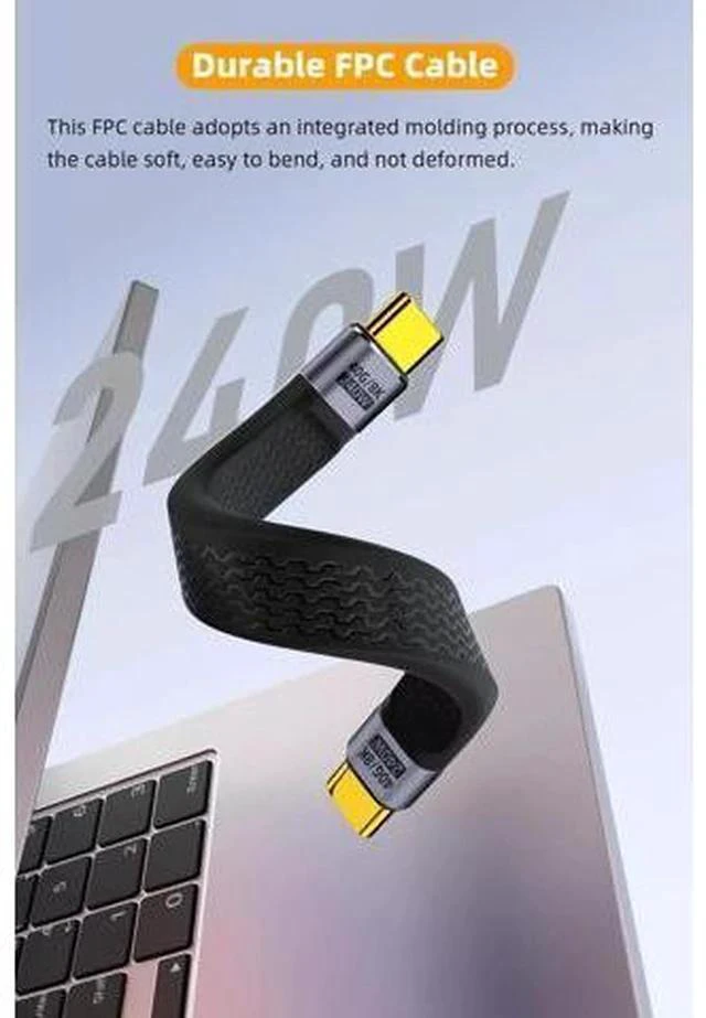 Alt view image 7 of 7 - 5.3 Inch Short USB4 USB-C to USB-C Cable | 240W PD Fast Charging, 40Gbps Data, 8K@60Hz Video, Compatible with Thunderbolt 3/4, Laptops, Tablets & Smartphones