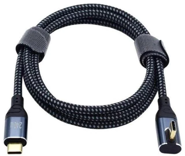 Alt view image 6 of 6 - 1M 90 Degree Low Profile USB C to USB C Cable, 240W 48V 5A PD Fast Charging Cord, 480Mbps USB2.0 Data Sync Backward Compatible with 100W for Laptop Phone Game Console