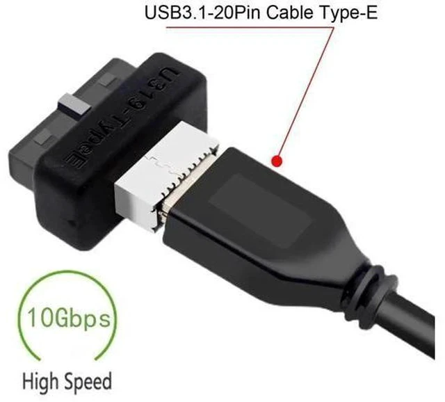 Alt view image 3 of 7 - Vertical USB 3.0 20Pin Header Male to USB 3.1 Type-E Female Motherboard Adapter, Internal Front Panel USB Type-E Extension Data Converter for PC Chassis