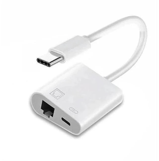 Main image of 2-in-1 USB-C to RJ45 Ethernet Adapter with PD Charging, 100Mbps Wired Network Converter Supports Data & Power Pass-Through for Laptops, Tablets, Smartphones