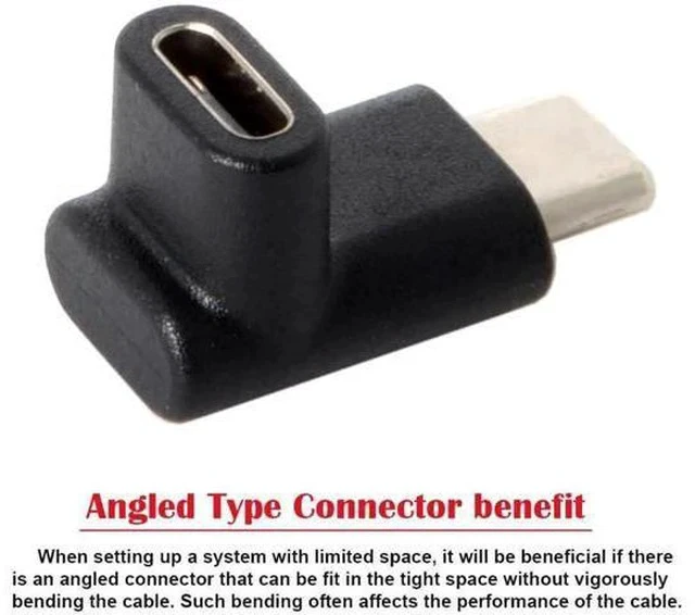 Alt view image 3 of 7 - Up & Down 90 Degree Reversible USB 3.1 Type-C Male to Female Adapter, Low Profile Elbow Extension Connector Supports Charging Data Video for Laptops & Phones