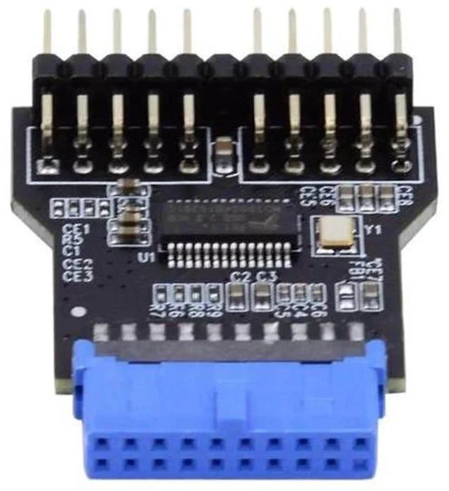 Main image of USB 3.0 19/20Pin Motherboard Header 1-to-2 Splitter Hub Adapter, Convert USB3.0 Internal Port to Dual USB2.0 9/10Pin Headers for Desktop PC DIY Chassis Modding