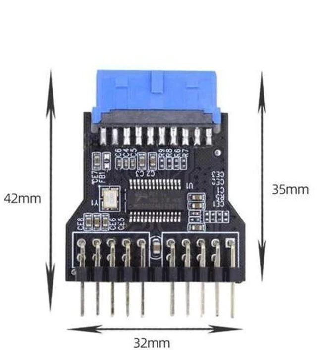 Alt view image 5 of 7 - USB 3.0 19/20Pin Motherboard Header 1-to-2 Splitter Hub Adapter, Convert USB3.0 Internal Port to Dual USB2.0 9/10Pin Headers for Desktop PC DIY Chassis Modding