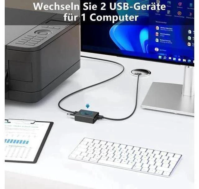 Alt view image 2 of 7 - Bi-Directional USB 3.0 Switch for 2 Computers, 2-in-1 / 1-in-2 Out with 10W Charging Port & 2PCS 1M USB 3.0 Cables, Share Mouse Keyboard Printer USB Hub for PC Laptop Car Use