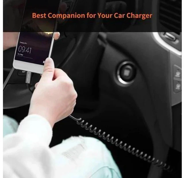 Alt view image 5 of 7 - Space Gray Coiled USB 2.0 A to Micro USB Cable, Retractable 0.56ft-4ft Charging & Data Cord for Android Phones, Tablets, Raspberry Pi Zero & Car Charger