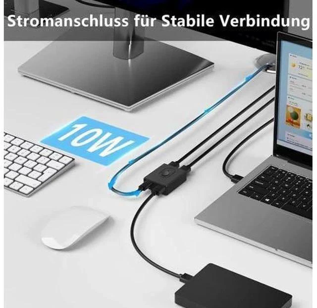 Alt view image 4 of 7 - Bi-Directional USB 3.0 Switch for 2 Computers, 2-in-1 / 1-in-2 Out with 10W Charging Port & 2PCS 1M USB 3.0 Cables, Share Mouse Keyboard Printer USB Hub for PC Laptop Car Use