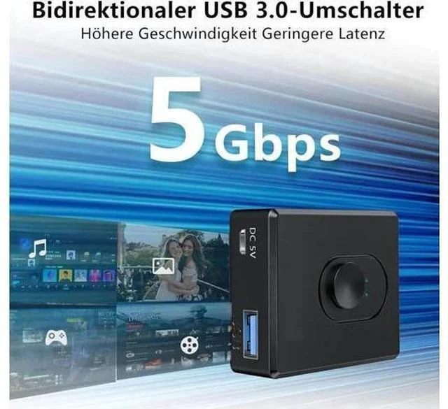 Alt view image 7 of 7 - Bi-Directional USB 3.0 Switch for 2 Computers, 2-in-1 / 1-in-2 Out with 10W Charging Port & 2PCS 1M USB 3.0 Cables, Share Mouse Keyboard Printer USB Hub for PC Laptop Car Use