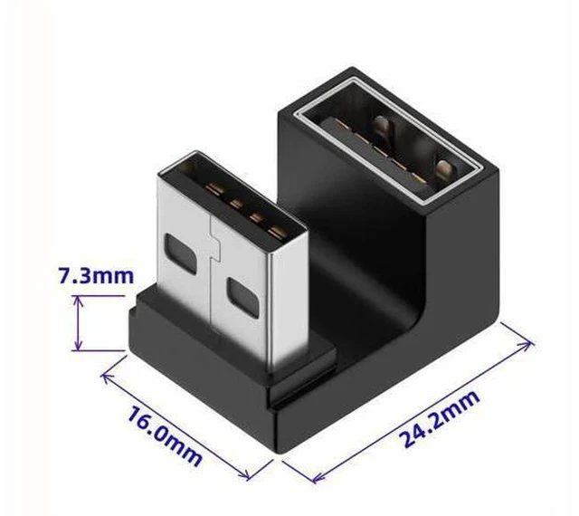 Alt view image 5 of 7 - 360° Rotatable U-Shape Back Angled USB 3.2 Gen2 Male to Female Extension Adapter, 10Gbps SuperSpeed USB Type A Elbow Extender, Support Power Charging, Data Sync & Video Transmission