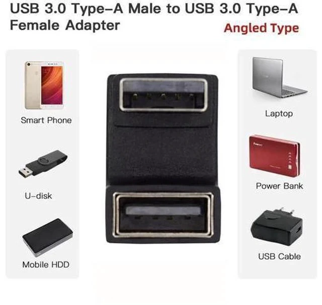 Alt view image 6 of 7 - 360° Rotatable U-Shape Back Angled USB 3.2 Gen2 Male to Female Extension Adapter, 10Gbps SuperSpeed USB Type A Elbow Extender, Support Power Charging, Data Sync & Video Transmission