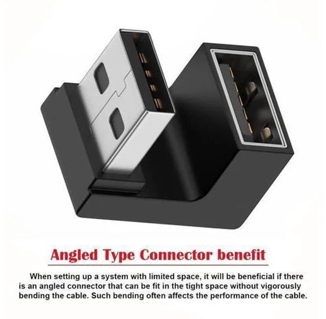 Alt view image 7 of 7 - 360° Rotatable U-Shape Back Angled USB 3.2 Gen2 Male to Female Extension Adapter, 10Gbps SuperSpeed USB Type A Elbow Extender, Support Power Charging, Data Sync & Video Transmission