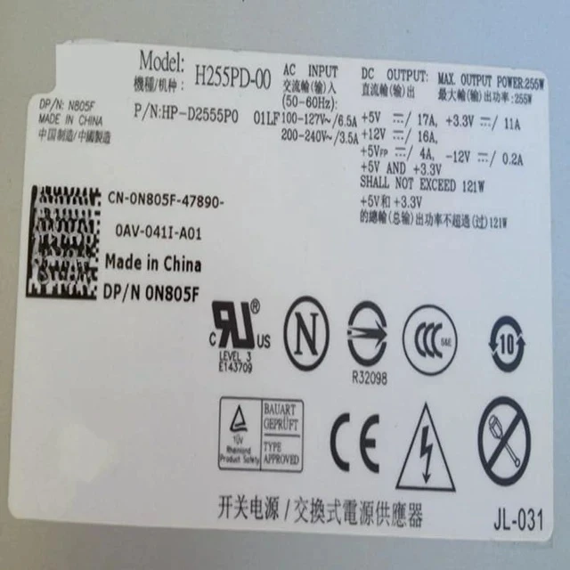 Alt view image 5 of 5 - PSU for 745 755 360 380 780 980 White 24Pin 255W Power Supply D255ED-00 N255PD-00 B255PD-00 H255PD-00 H305P-02 L305P-01