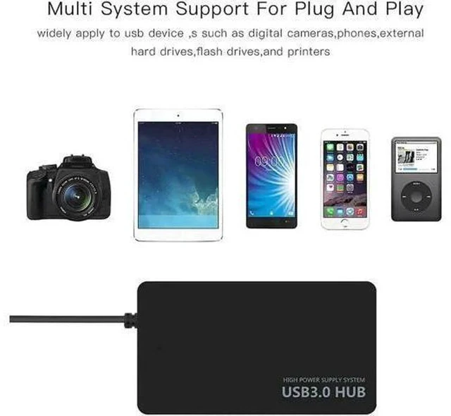 Alt view image 4 of 6 - 4 Port USB 3.0 Hub Ultra Slim Portable USB Port Expander, High Speed Data Splitter for Keyboard Mouse Printer USB Fan Lamp Flash Drives & Portable Storage Devices