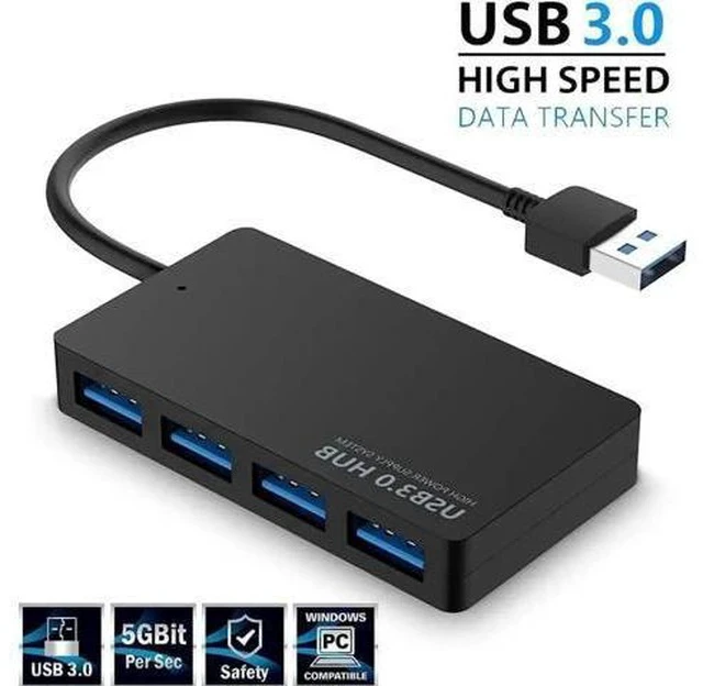Alt view image 6 of 6 - 4 Port USB 3.0 Hub Ultra Slim Portable USB Port Expander, High Speed Data Splitter for Keyboard Mouse Printer USB Fan Lamp Flash Drives & Portable Storage Devices