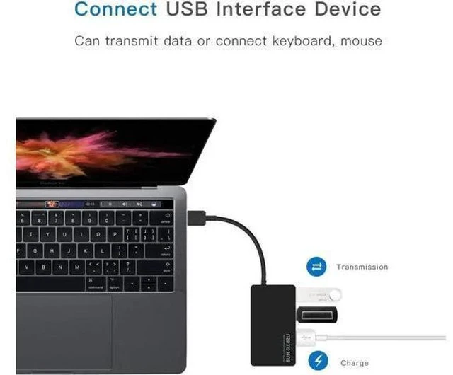 Alt view image 3 of 7 - Black Ultra Slim 4-Port USB 3.0 Splitter Hub, High Speed 5Gbps USB Port Expander Compatible with MacBook Air, Mac Mini, iMac Pro, Surface, Ultrabooks, Laptops & PCs