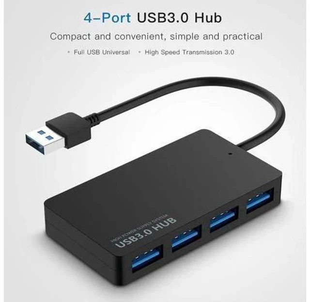 Alt view image 5 of 7 - Black Ultra Slim 4-Port USB 3.0 Splitter Hub, High Speed 5Gbps USB Port Expander Compatible with MacBook Air, Mac Mini, iMac Pro, Surface, Ultrabooks, Laptops & PCs