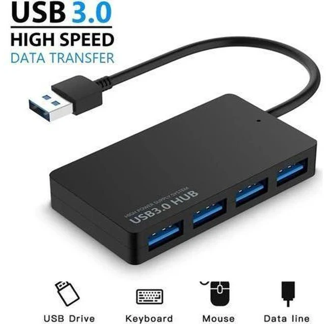 Alt view image 7 of 7 - Black Ultra Slim 4-Port USB 3.0 Splitter Hub, High Speed 5Gbps USB Port Expander Compatible with MacBook Air, Mac Mini, iMac Pro, Surface, Ultrabooks, Laptops & PCs
