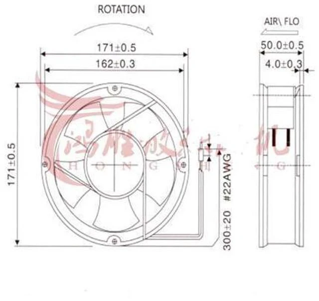Alt view image 4 of 4 - PA55H3-C Servo fan 172*150*50mm AC 100V 17250 17cm cooling fan