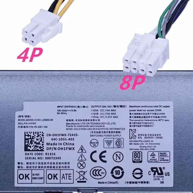 Alt view image 3 of 3 - H255ES-00 AC255ES-01 HU255ES-01 HU255AS-00 L255ES-00 B255ES-01 Original New 255W Power Supply for De ll Opti Plex 3020 7020 9020 T7100