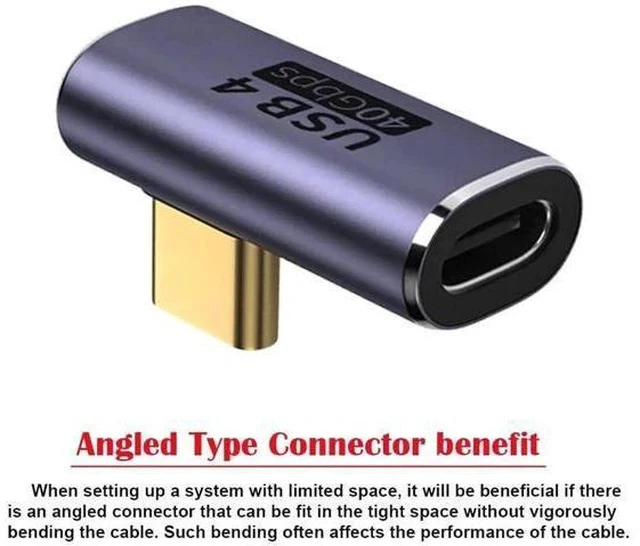 Alt view image 5 of 7 - Low Profile Right Angle USB4 Type C Male to Female Adapter, 40Gbps Data Transfer, PD 100W Fast Charging & 8K Video Output Converter Compatible with All USB4.0 Laptops, Phones & Docks
