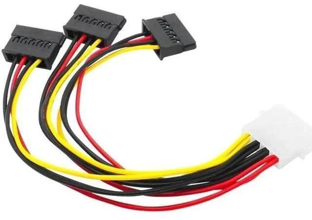 Alt view image 2 of 5 - 22cm IDE 4Pin Male to 3-Port SATA Female Power Splitter Cable, 4Pin Molex to Triple SATA Power Adapter Cord for HDD & SSD