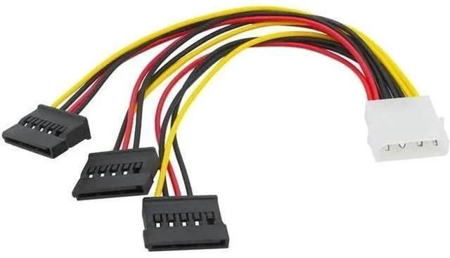 Alt view image 4 of 5 - 22cm IDE 4Pin Male to 3-Port SATA Female Power Splitter Cable, 4Pin Molex to Triple SATA Power Adapter Cord for HDD & SSD