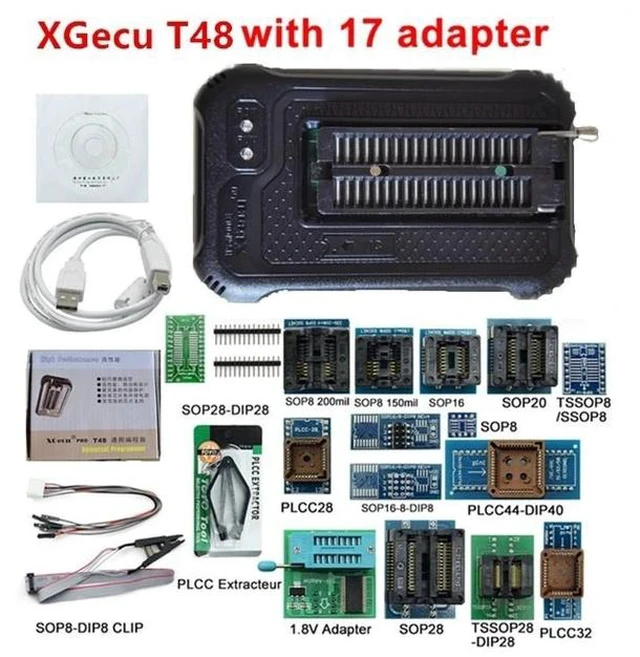 Main image of T48 TL866 Universal Programmer for Laptop, Automotive & Motherboard FLASH/BIOS Programming, 17-Piece Kit