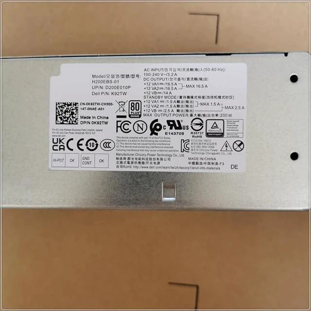 Main image of H200EPS-01 H200EBS-01 AC200EBS-01 L200EBS-01 PCK019 52C2P KMJP5 K92TW R4T90 5TVM5 Original New 200W Power Supply for De ll Opti Plex 3080 5080 7080