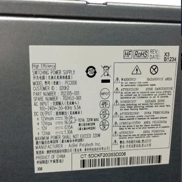 Alt view image 6 of 6 - PSU for H P 680 880 320W Power Supply D10-320P2A DPS-320JB A PC8022 HP-D3201A0 PS-4321-9 D12-320P1B PS-4321-1HB
