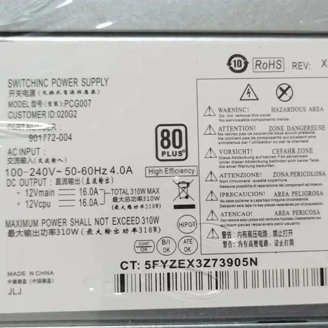Alt view image 6 of 7 - PCG007 D19-310P1A DPS-310AB-1A DPS-310AB-1 A DPS-310AB-3A DPS-310AB-3 A 310W Power Supply for H P 280 288 480 680 600 800 G3
