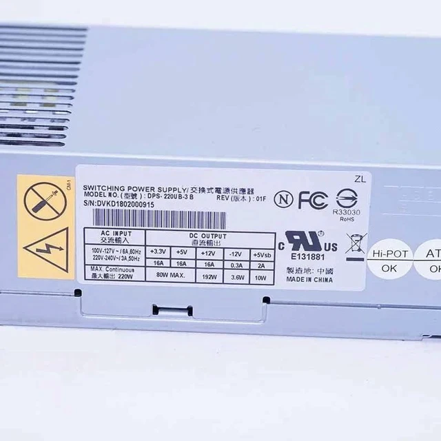 Alt view image 5 of 5 - PSU for De ll D06S 660S V270S 220W Power Supply PS-5221-9 D220AS-00 H220AS-00 H220NS-01 D220AS-01 HU220AS-01 HU220AS-00