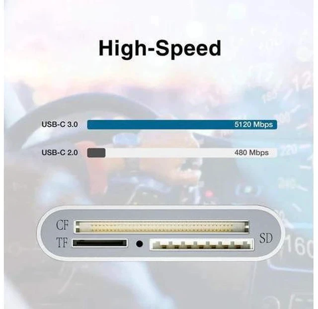 Alt view image 3 of 7 - Aluminum USB 3.0 Multi Card Reader, 3 Ports Memory Card Reader Writer Adapter, Supports CF SD TF Micro SD SDHC SDXC UHS-I MMC MD Cards, Plug and Play for Windows Mac Laptop Desktop